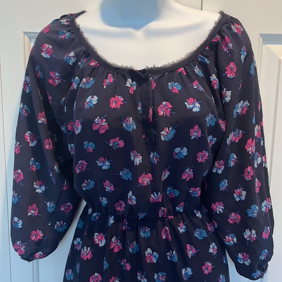 Rebecca Taylor Navy Blue Floral Dress Size 4 - Picture 2 of 10